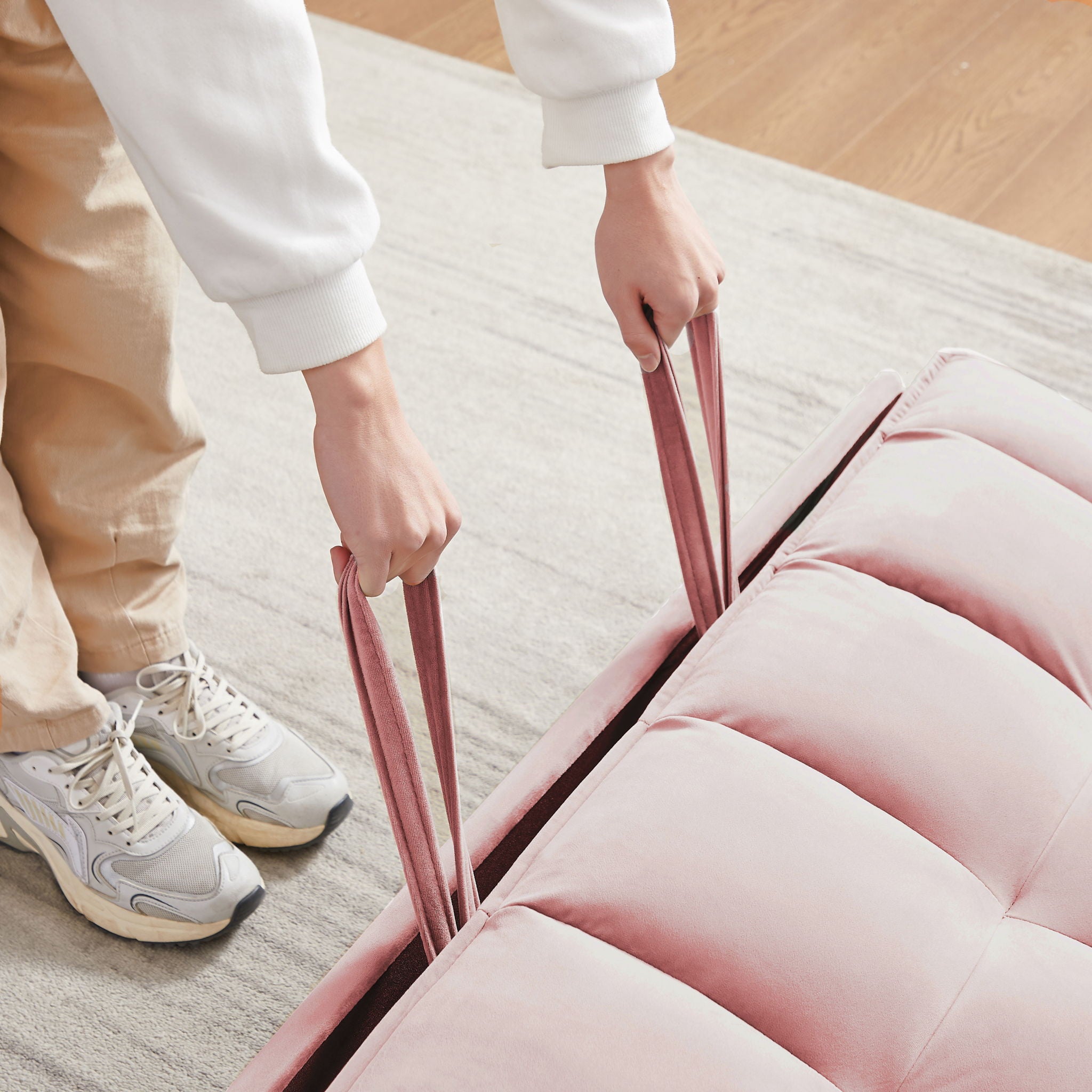 Modern Convertible Loveseat Futon Sofa With Pullout Bed, Reclining Backrest