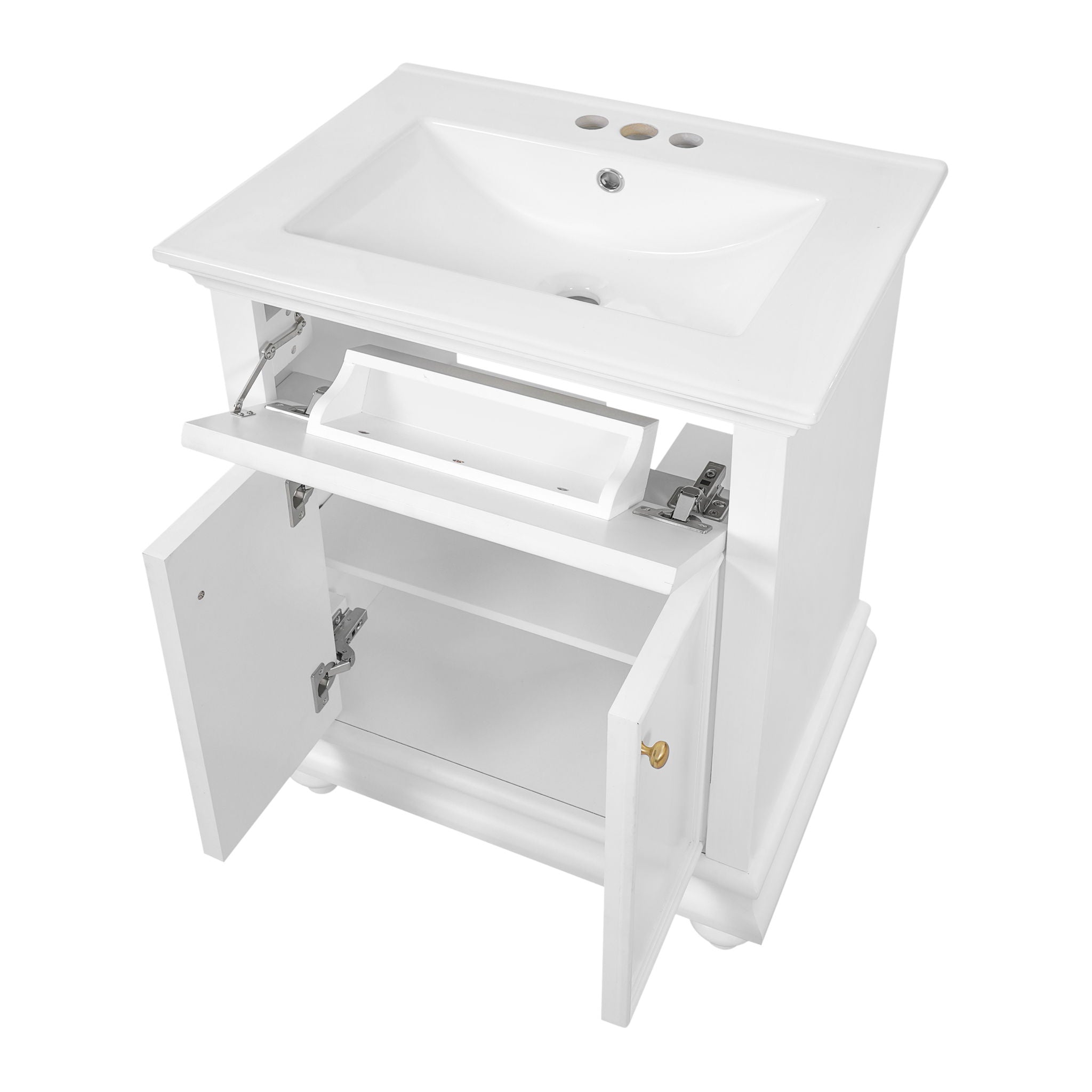 Modern Bathroom Vanity With Tip-Out Drawer And Soft-Close Hinges