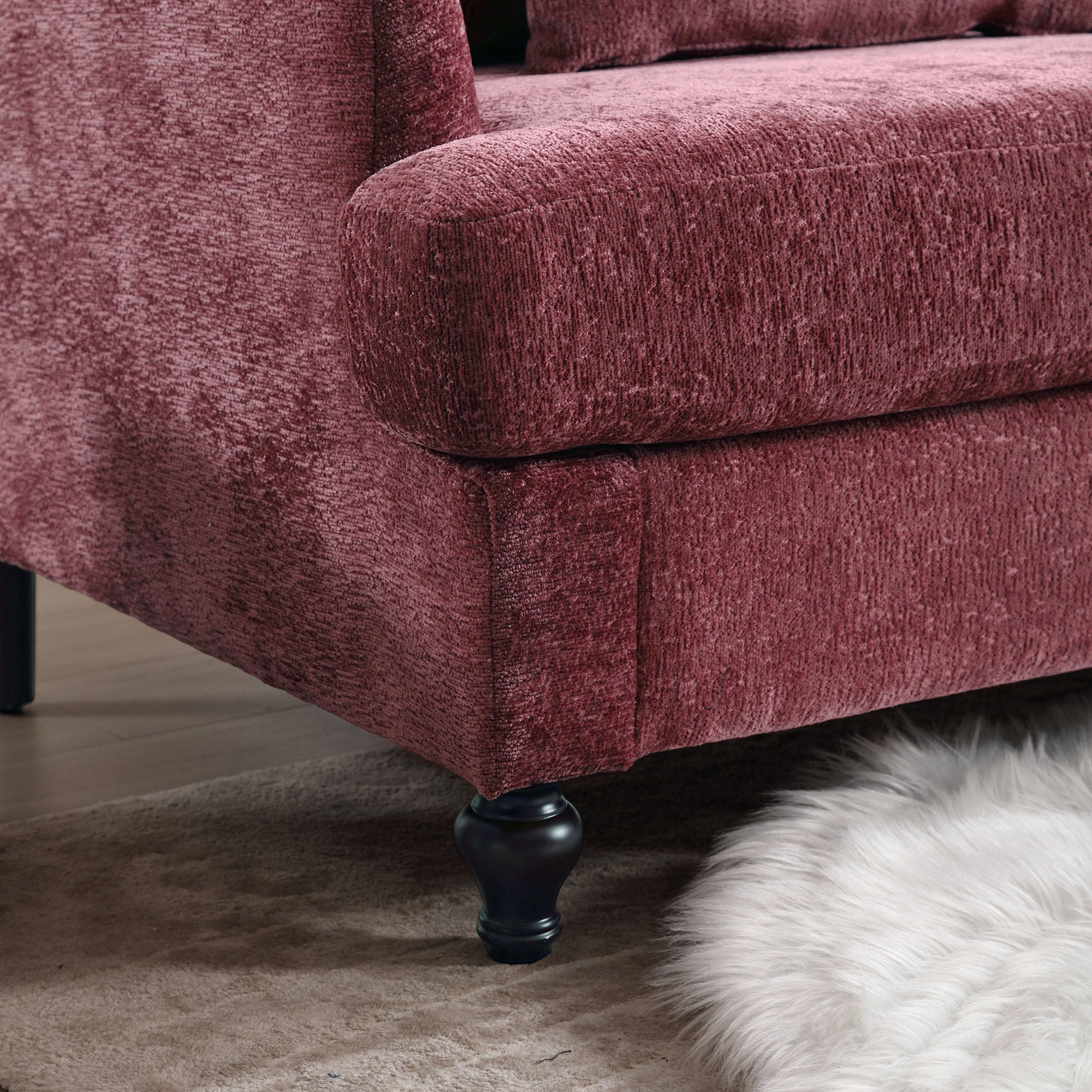 Modern Mid Century Wood Frame Armchair With Tufted Design