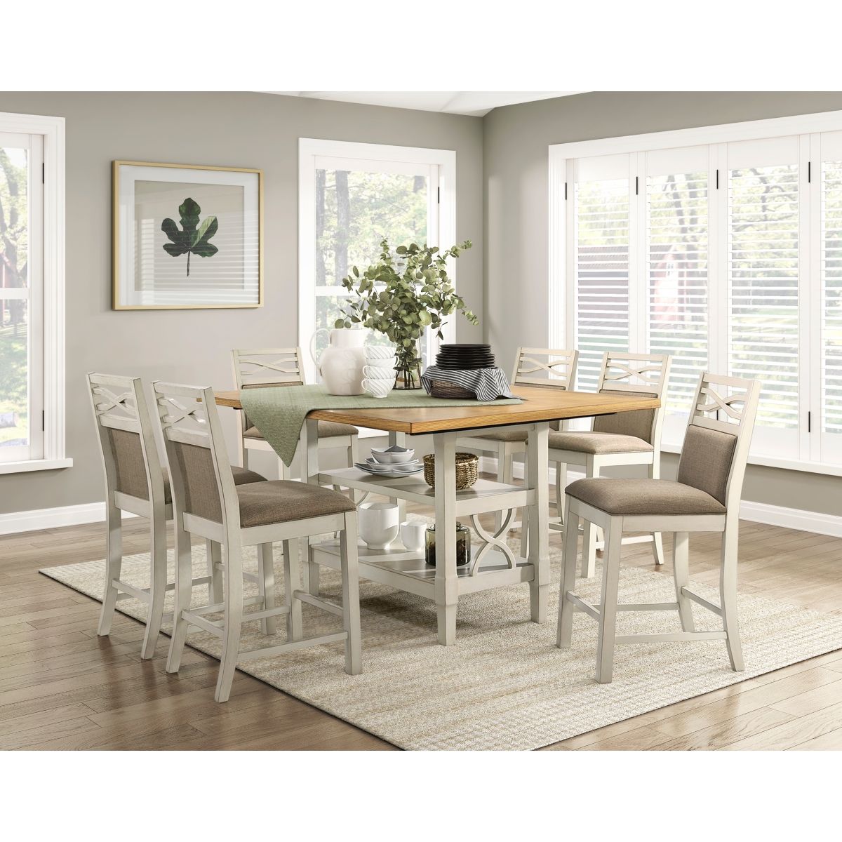 Maribelle - Counter Height Table - Gray / Light Brown