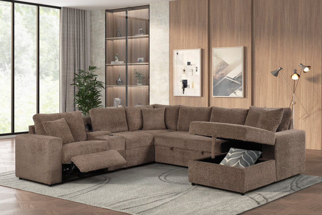 Hunter Mocha Sectional (W/ Bluetooth Speaker & Pull-Out Bed)