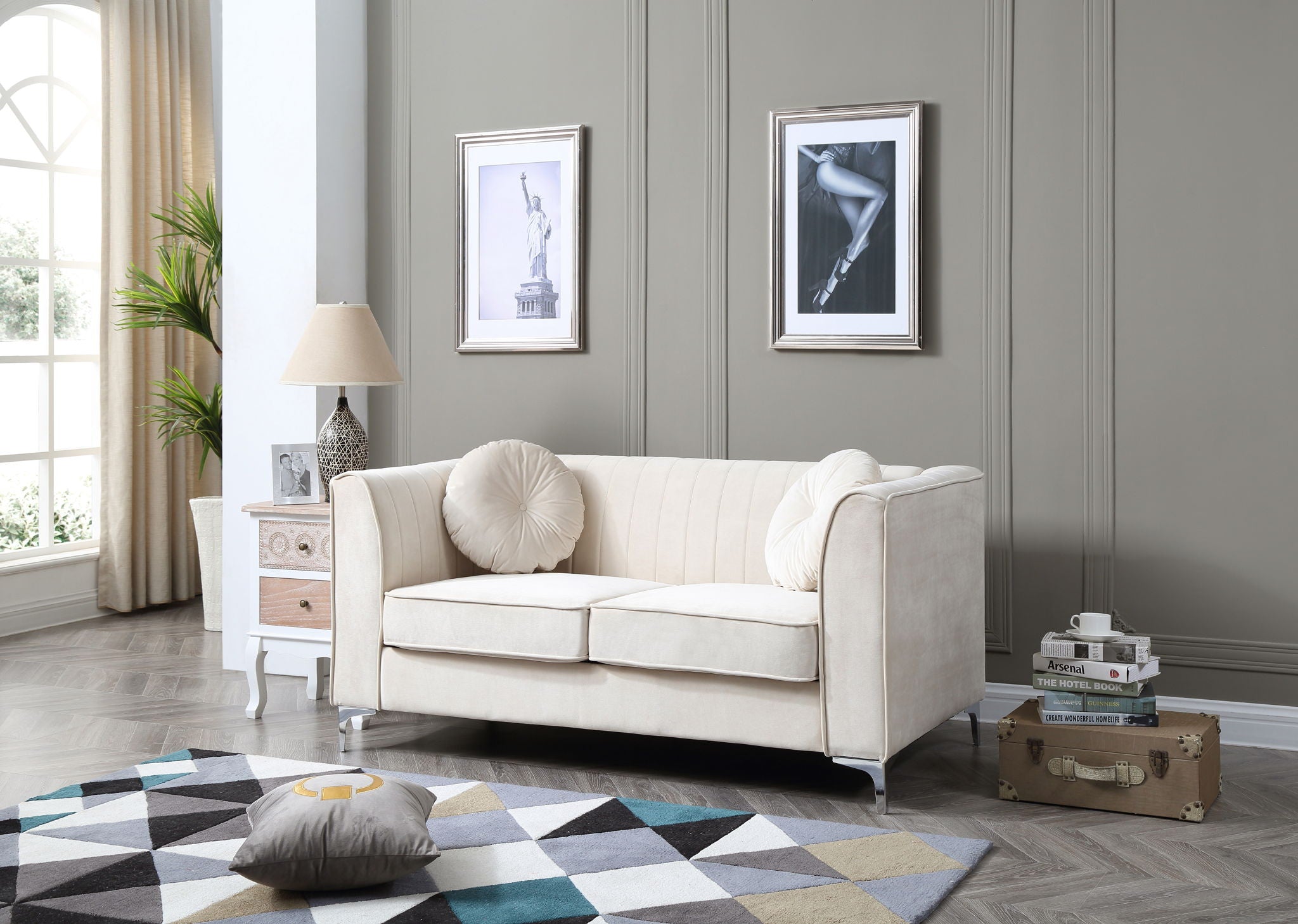 Glam Styled Micro Suede Loveseat