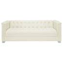 Chaviano  Upholstered Track Arm Sofa Set Pearl White