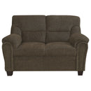Clementine  Upholstered Padded Arm Sofa Set Brown