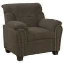 Clementine  Upholstered Padded Arm Sofa Set Brown