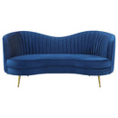 Sophia  Upholstered Channel Tufted Sofa Set Blue