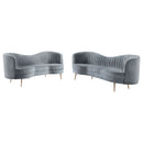 Sophia  Upholstered Channel Tufted Sofa Set Blue