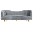 Sophia  Upholstered Channel Tufted Sofa Set Blue