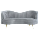 Sophia  Upholstered Channel Tufted Sofa Set Blue