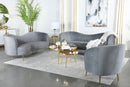 Sophia  Upholstered Channel Tufted Sofa Set Blue