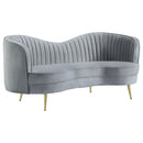 Sophia  Upholstered Channel Tufted Sofa Set Blue