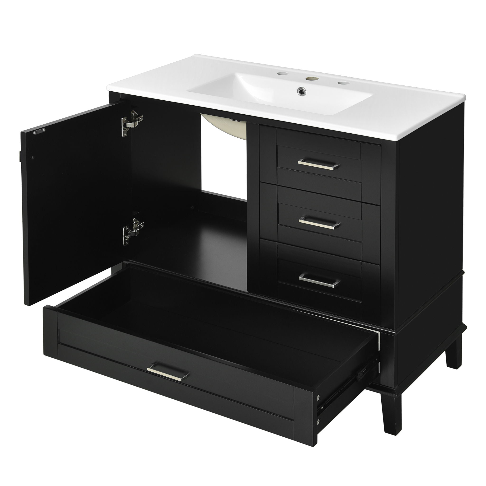 Bathroom Vanity, Modern Bathroom Cabinet With Sink Combo Set, Bathroom Storage Cabinet With A Soft Closing Door And 3 Drawers, Solid Wood Frame