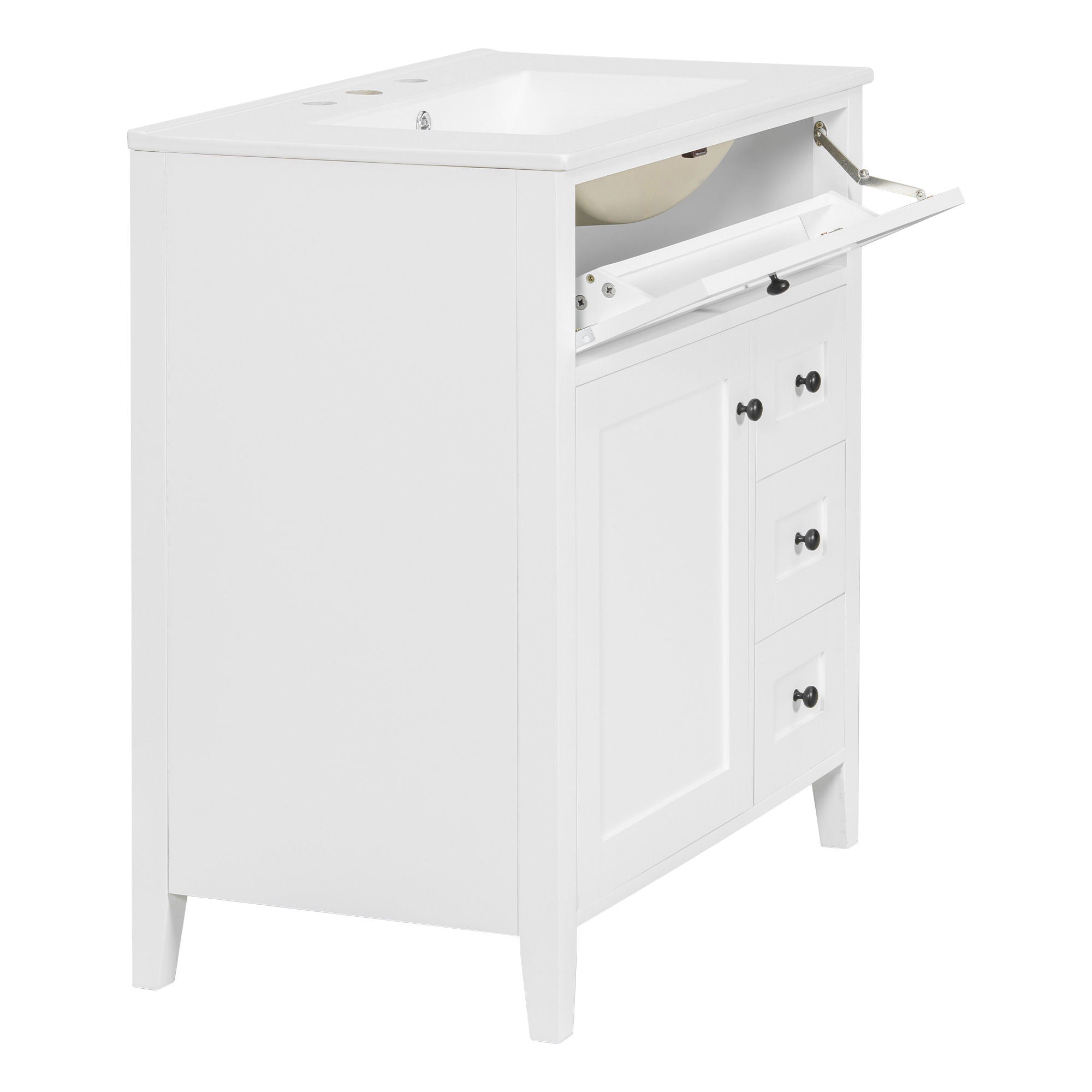 Bathroom Vanity With Sink, 3 Drawers And Adjustable Shelf