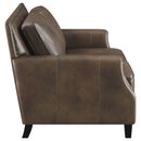 Leaton  Upholstered Recessed Arm Sofa Set Brown Sugar