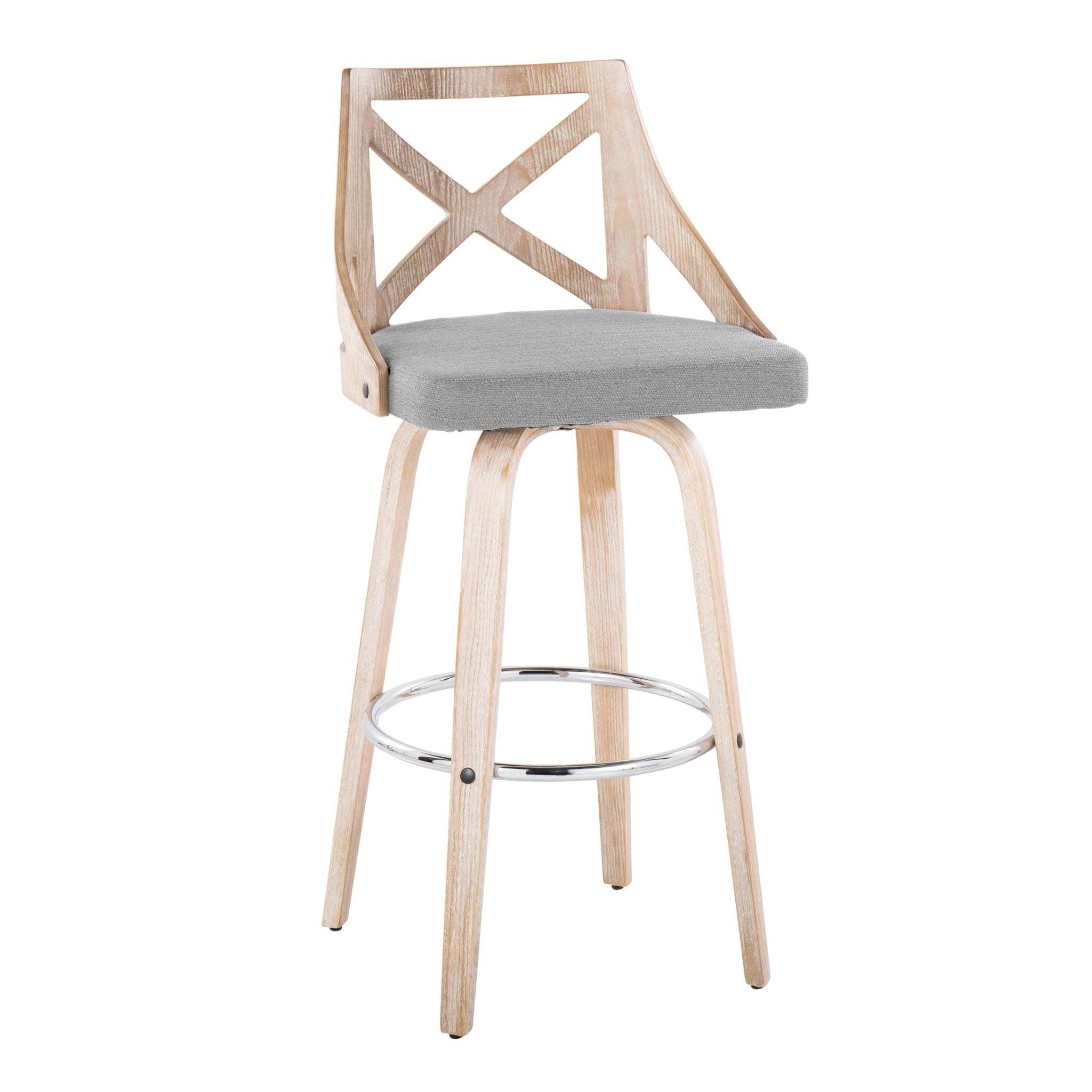 Charlotte - Farmhouse Fixed Height Bar Stool With Swivel And Round Footrest (Set of 2)