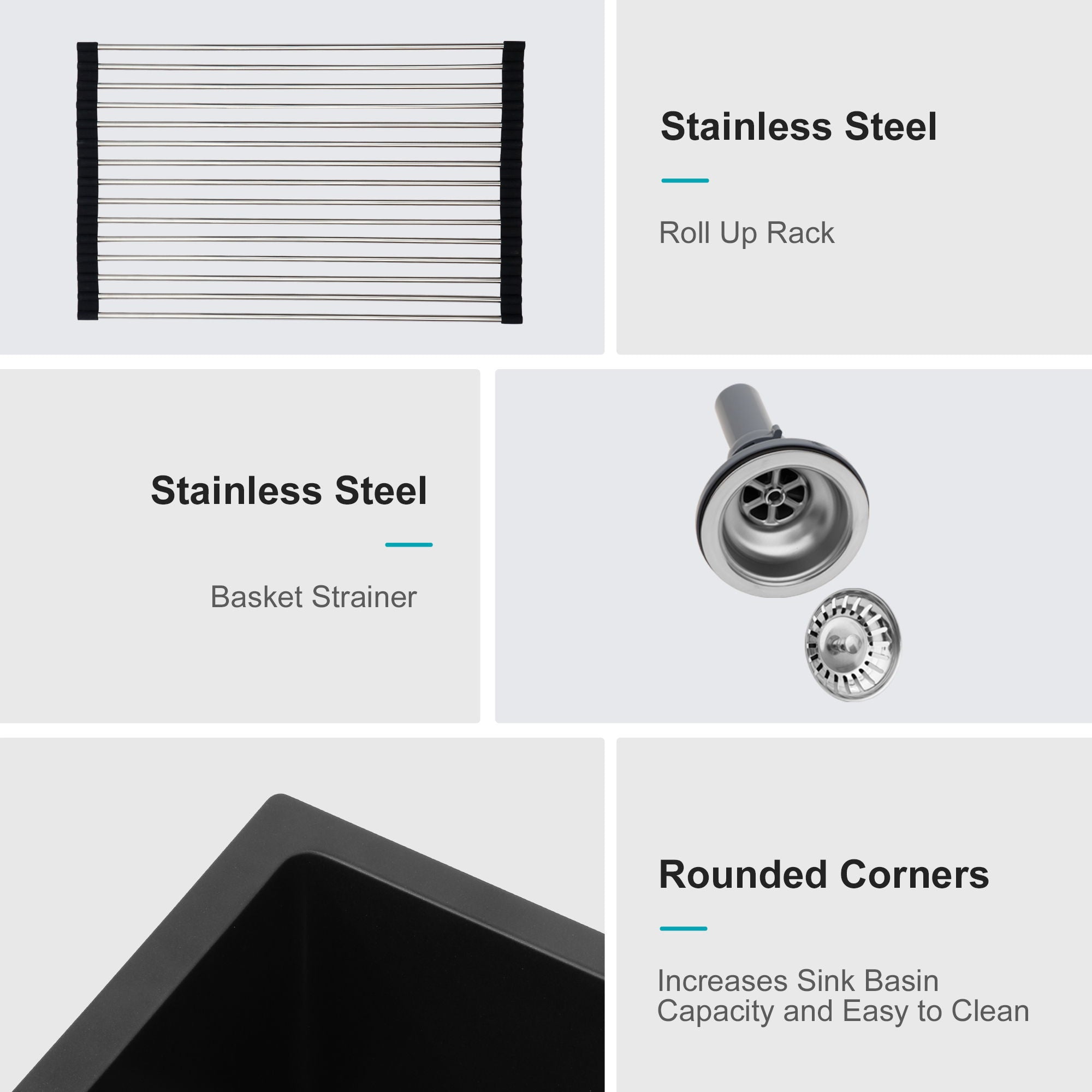 Modern Quartz Kitchen Sink Undermount Granite Composite