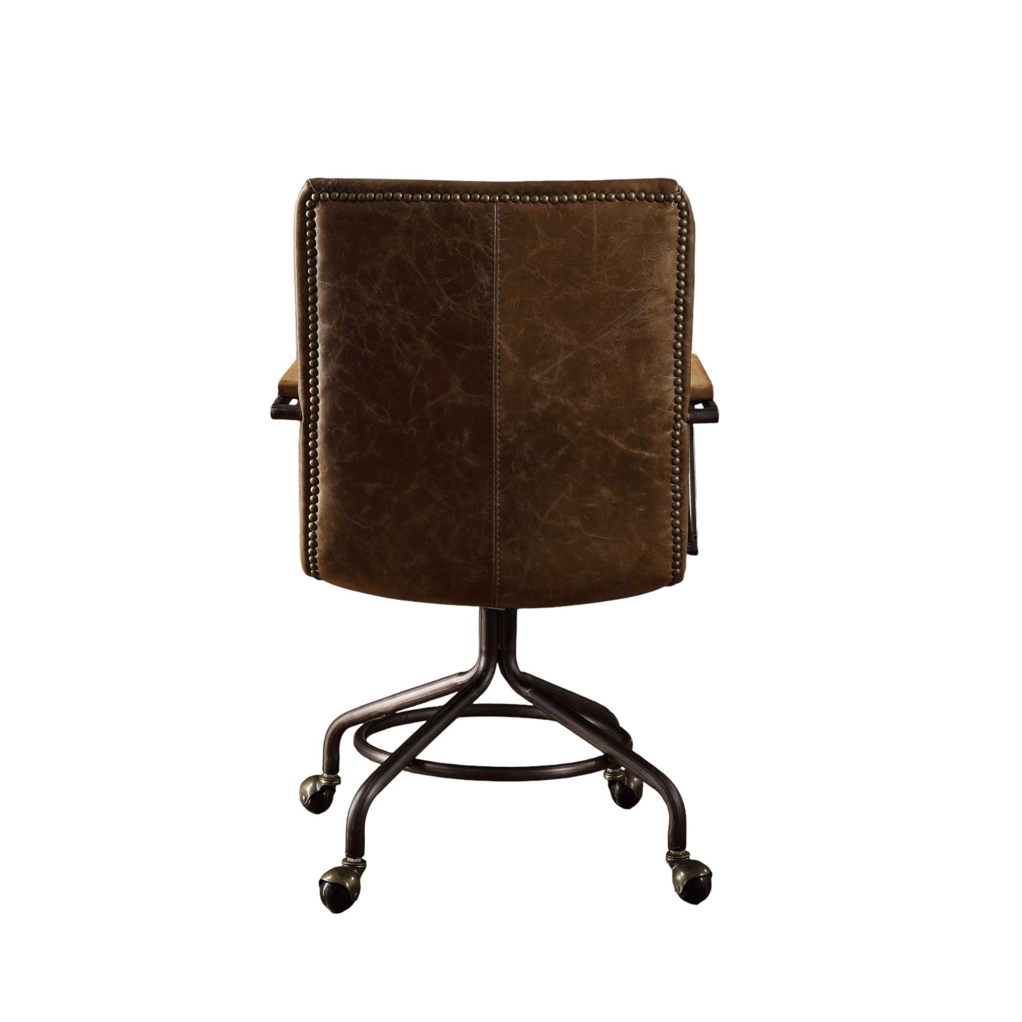 Harith - Vintage Top Grain Leather Office Chair - Brown