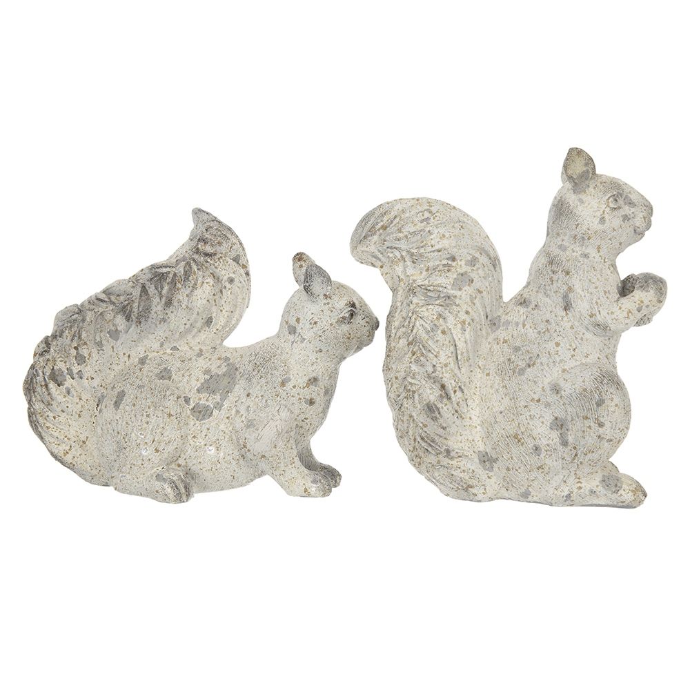 Resin Standing & Lying Down Squirrel Rustic, For Harvest Festival Fall Festival & Thanksgiving Table Decorations (Set of 2) - Antique Cream