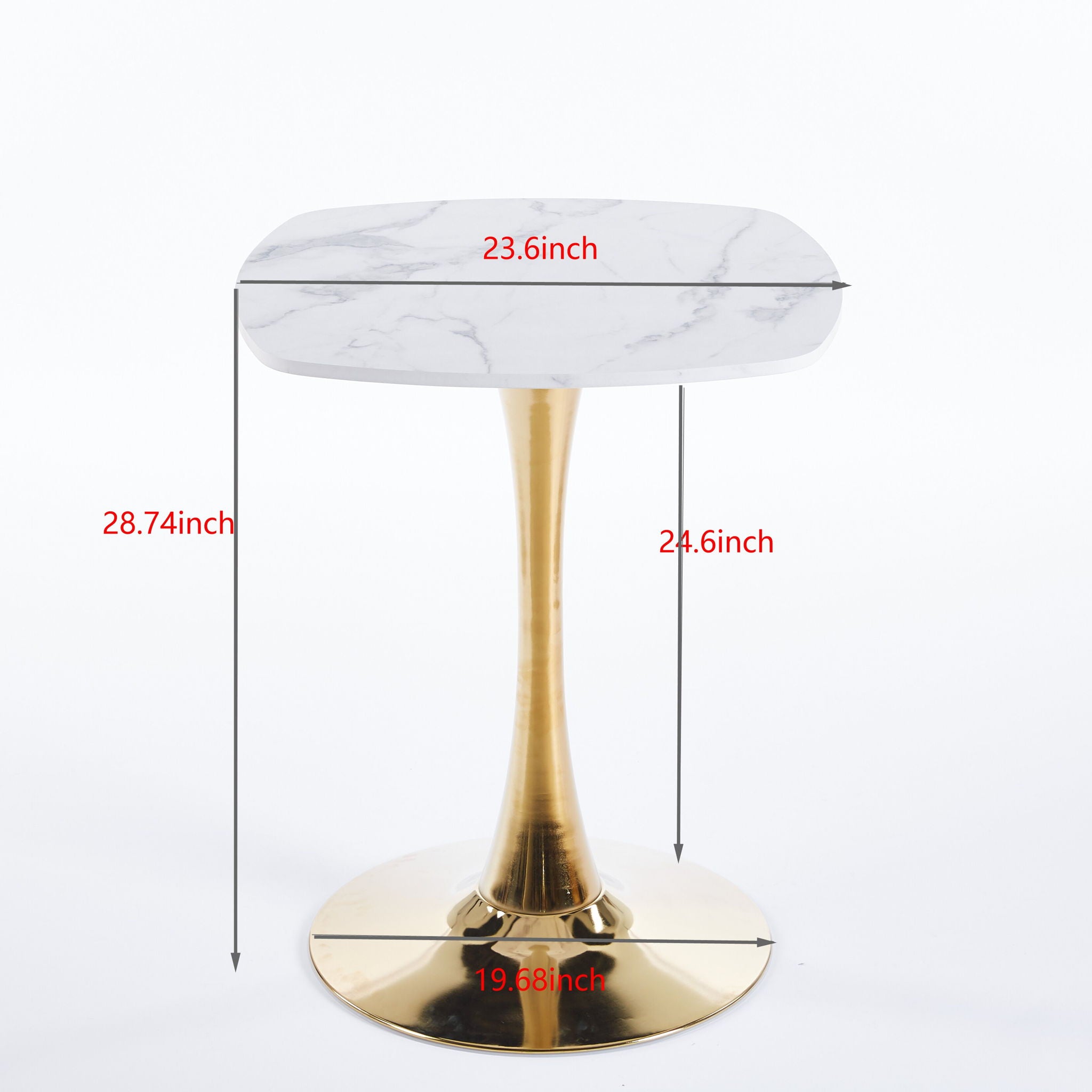 Square Tulip Dining Table For 2 - 4 People - Golden / White