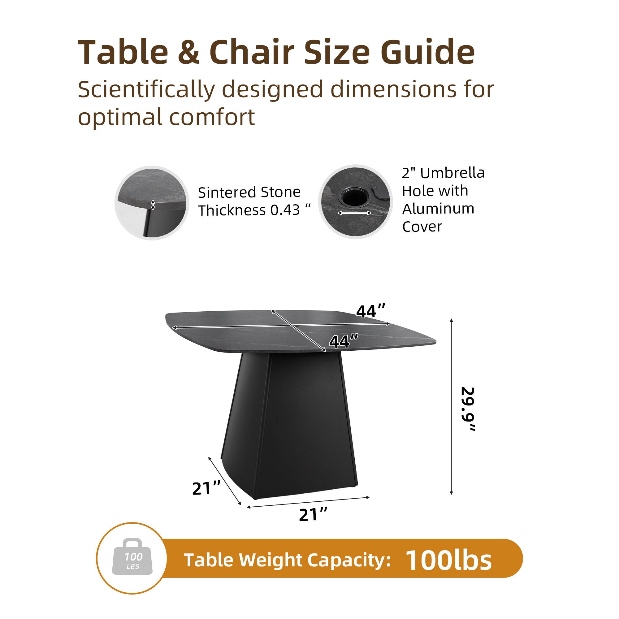 Rounded Square Outdoor Pedestal Dining Table