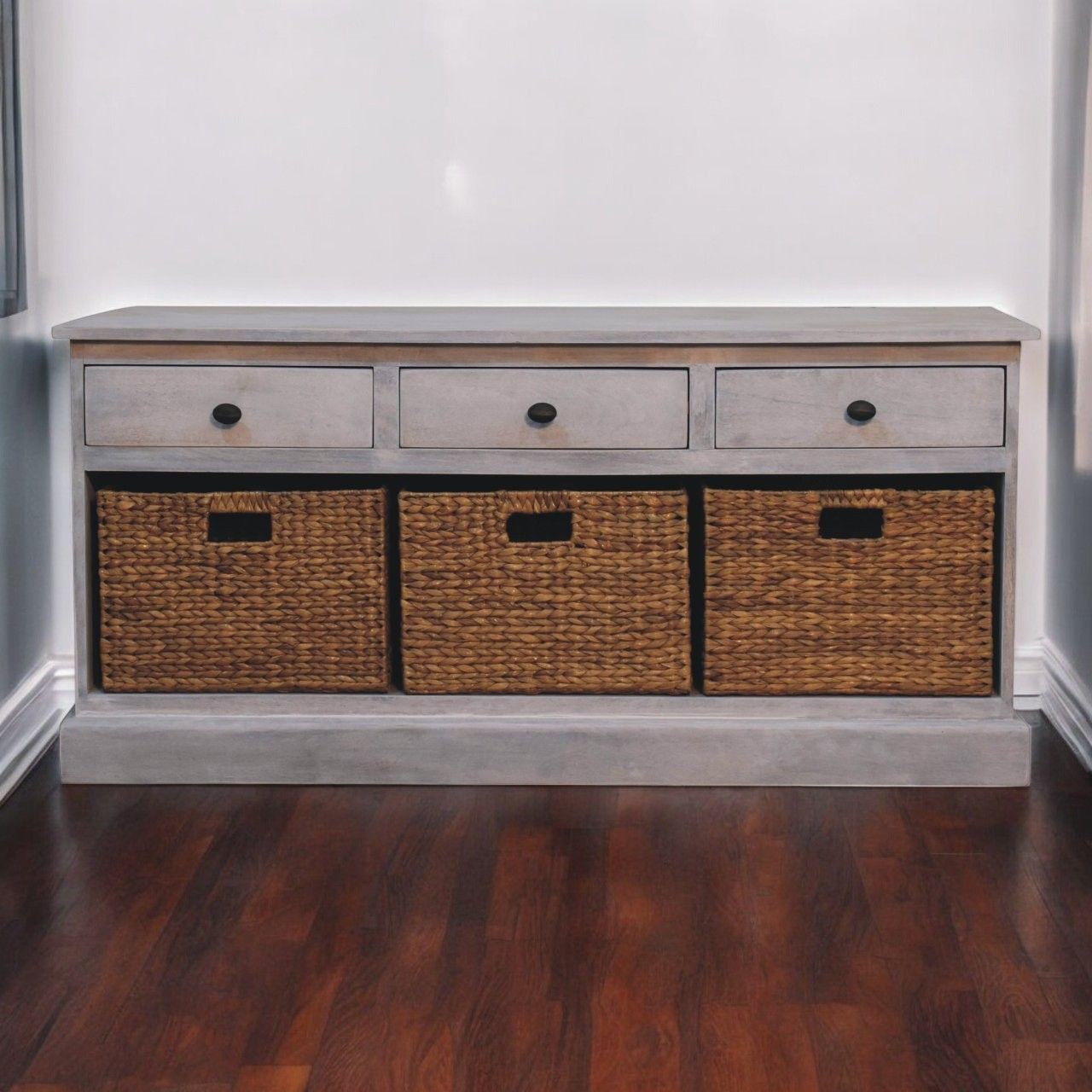 Basket Storage Cabinet - Gray Ash