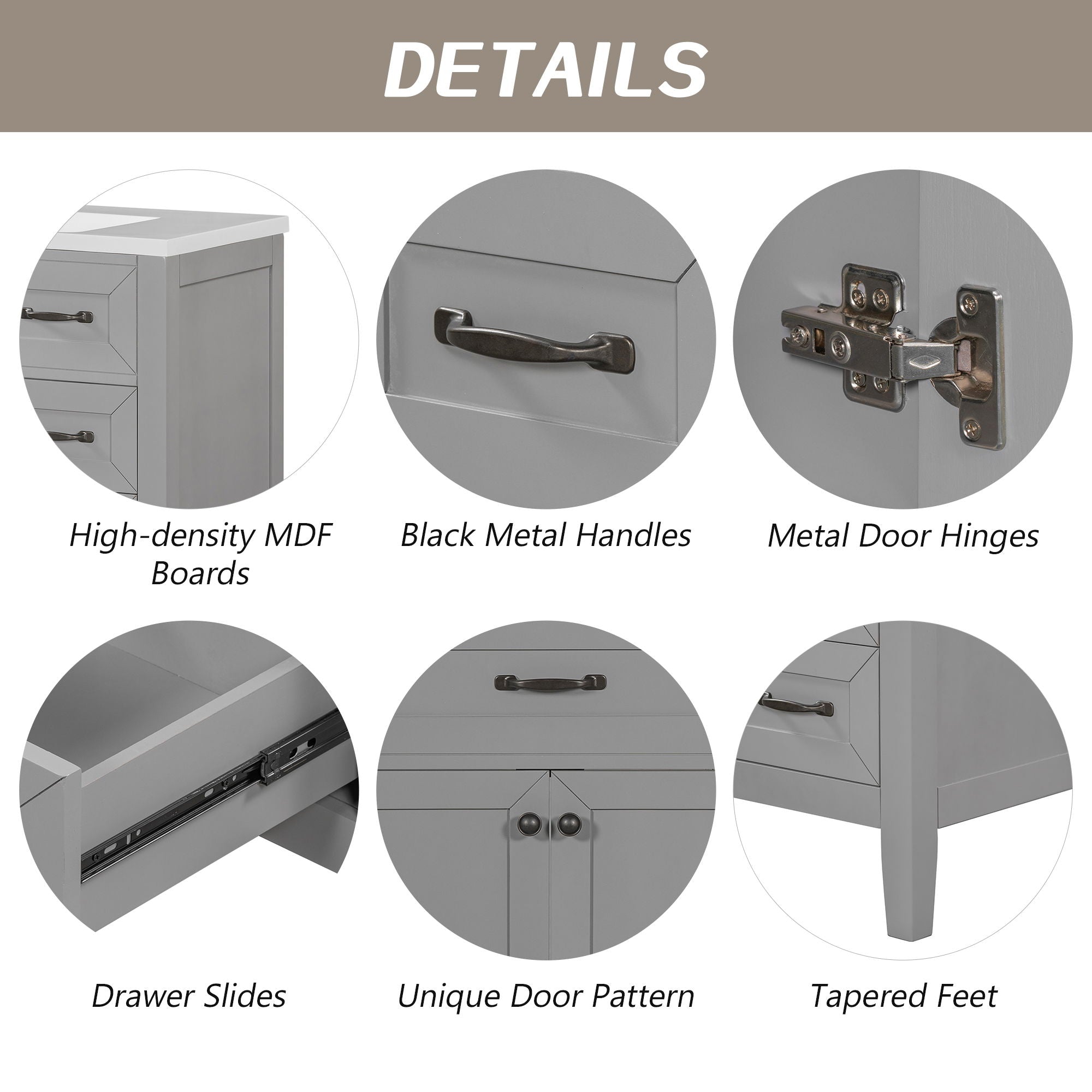 Modern Bathroom Vanity With Sink, Freestanding Design With Drawers And Doors