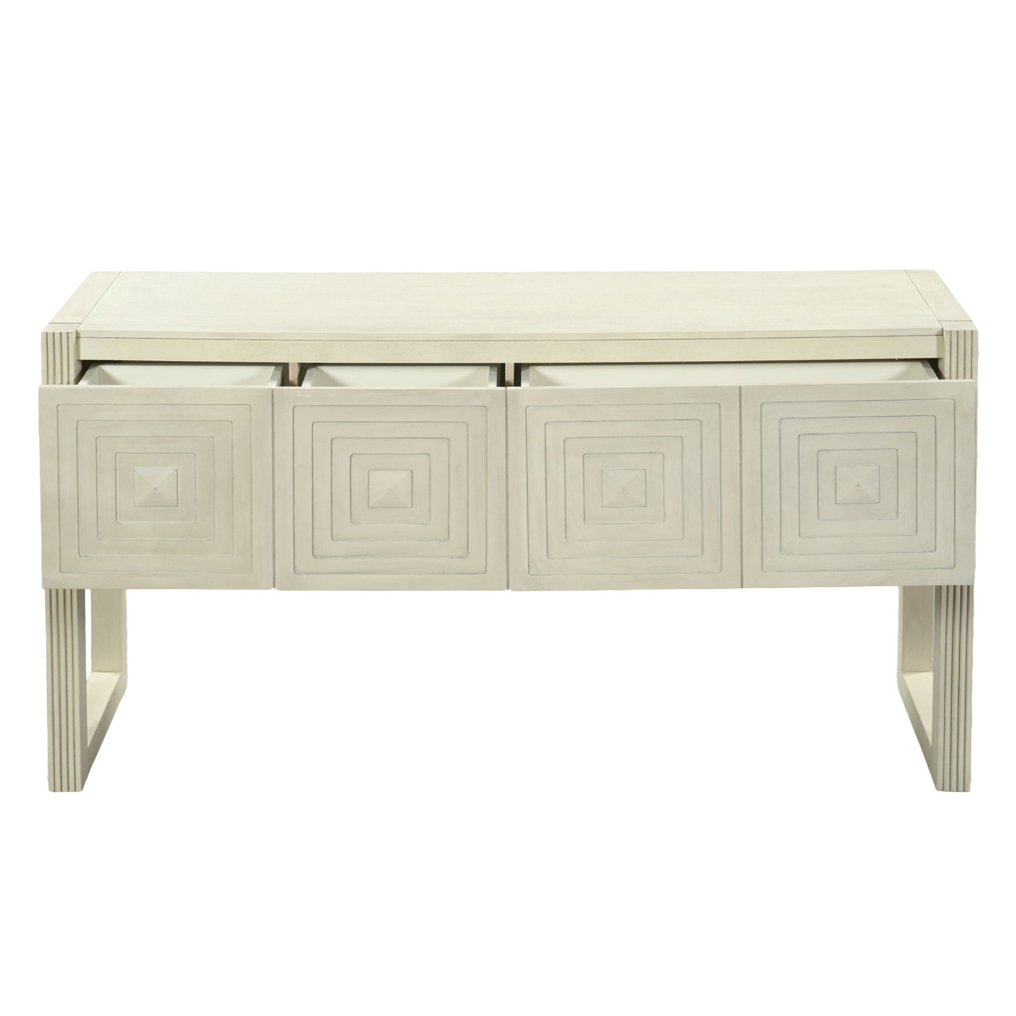 Geometric Carved Console Table With 3 Soft Close Drawers