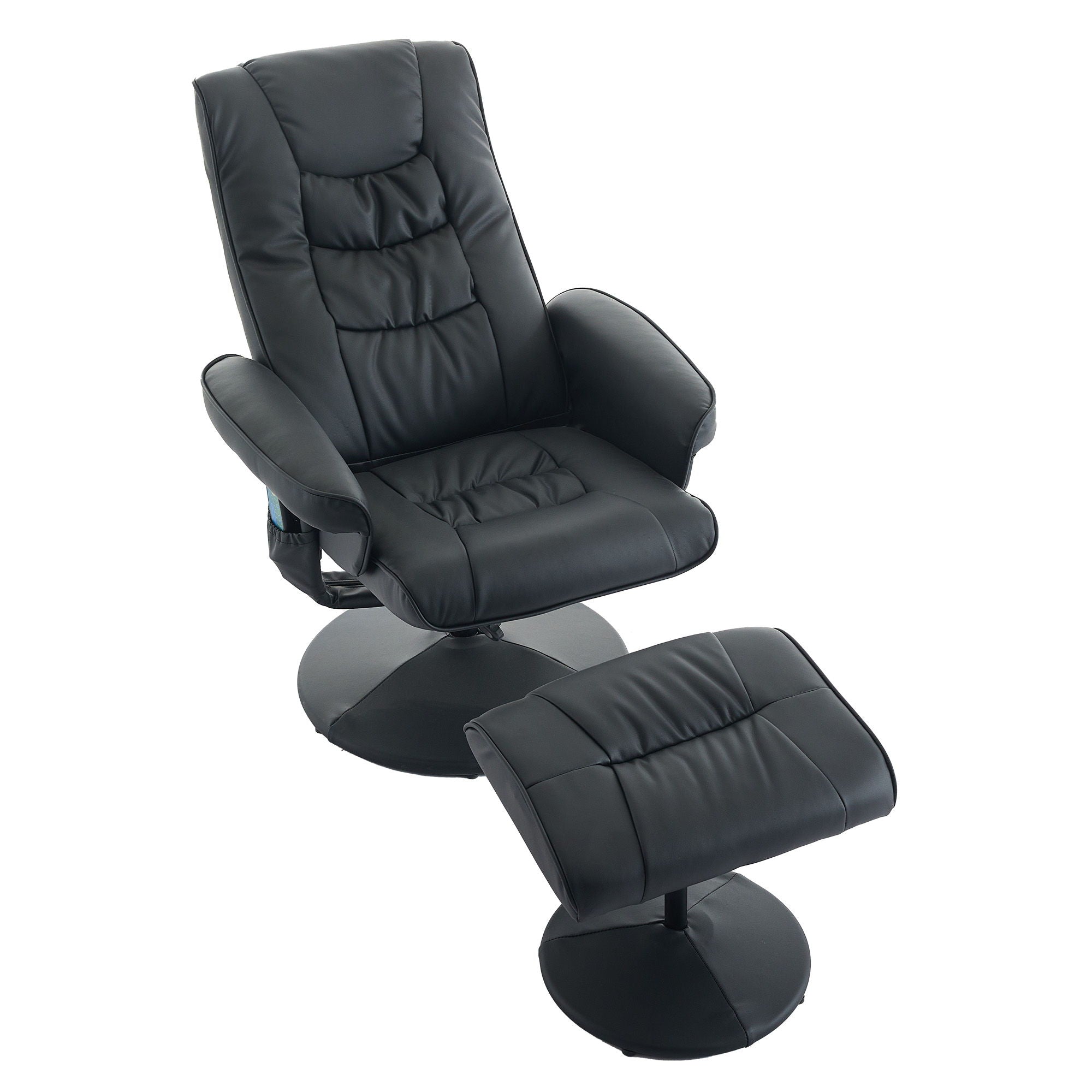 Recliner Chair With Ottoman, 360° Swivel Massage Lounge Chair With 5-Point Vibration & Heated Seat