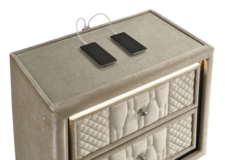 Lorient - 2-Drawer LED Nightstand With USB
