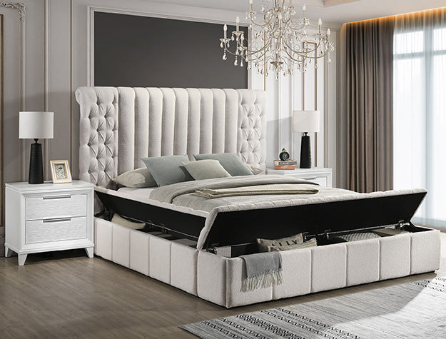 NODEL DESIGN 38kt KING & QUEEN 2個セット Maylee Dark Brown Upholstered Canopy Bedroom Set – Luna Furniture