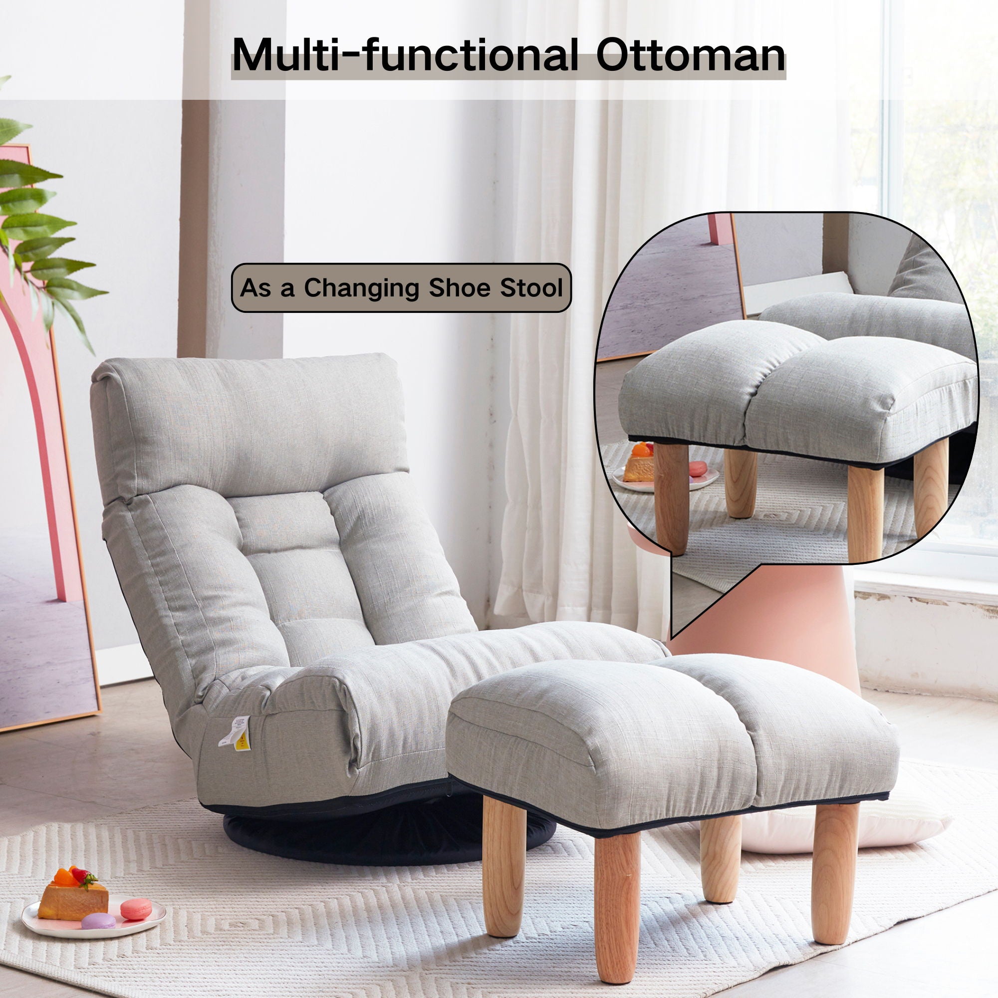 Adjustable Japanese Reclining Floor Chair Sofa With Metal Frame For Living Room