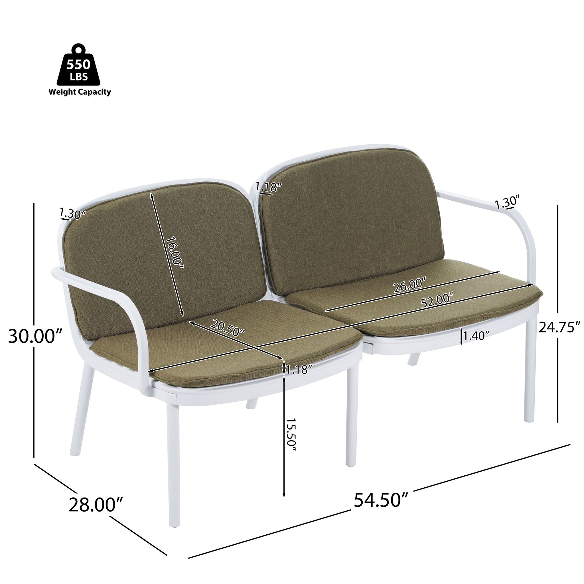 Luna - Outdoor Patio 3 Pieces Chat Set