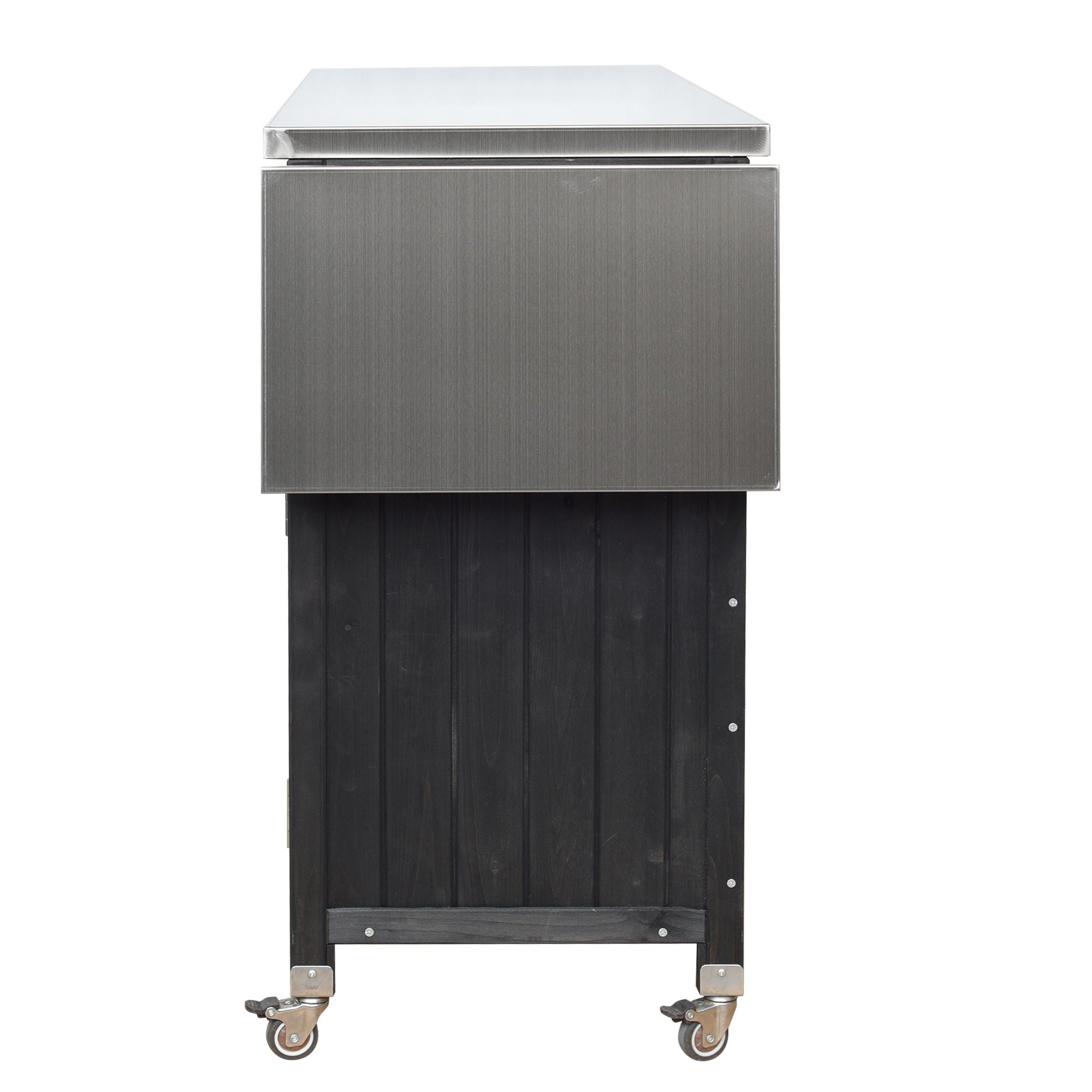 Foldable Outdoor Kitchen Island With Lockable Wheels, Storage Cabinet And Towel Rack For Patio