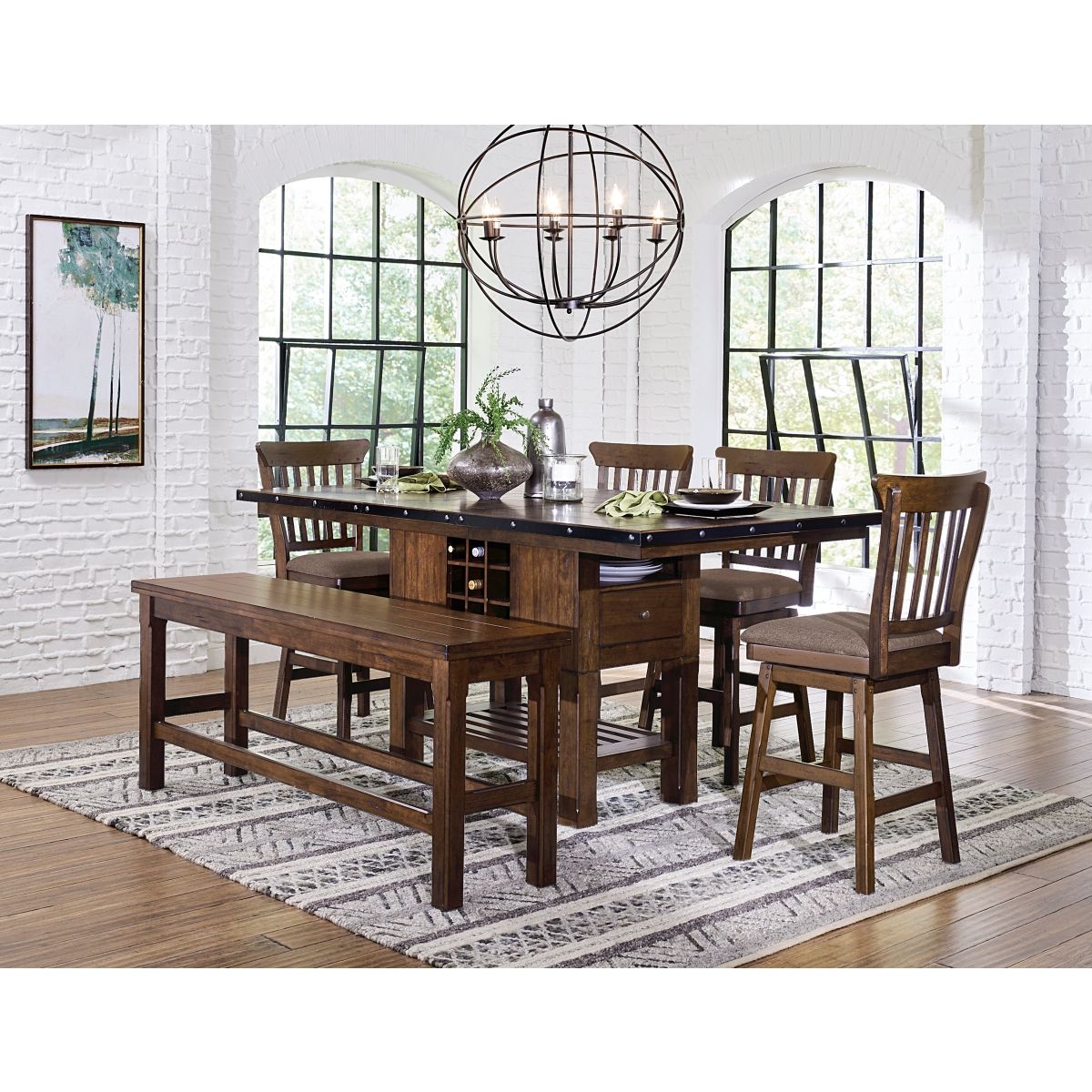 Schleiger - Counter Height Bench - Brown