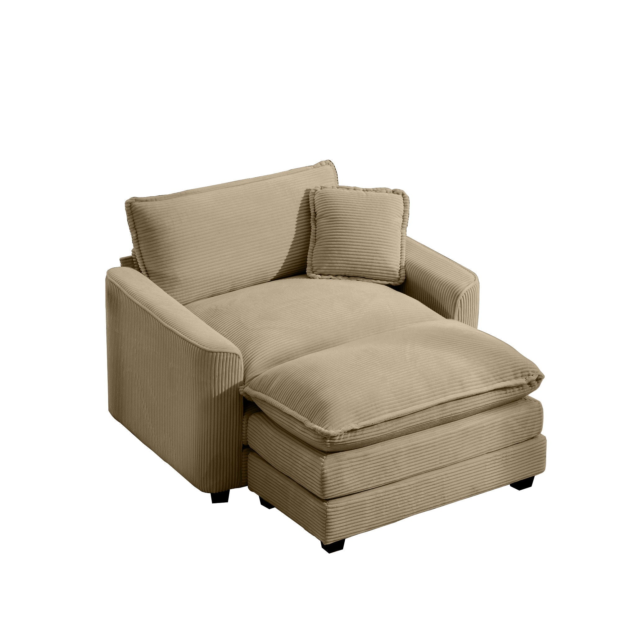 Classic Modern Comfortable Single Chair Deep Seat Sofa With Footstool
