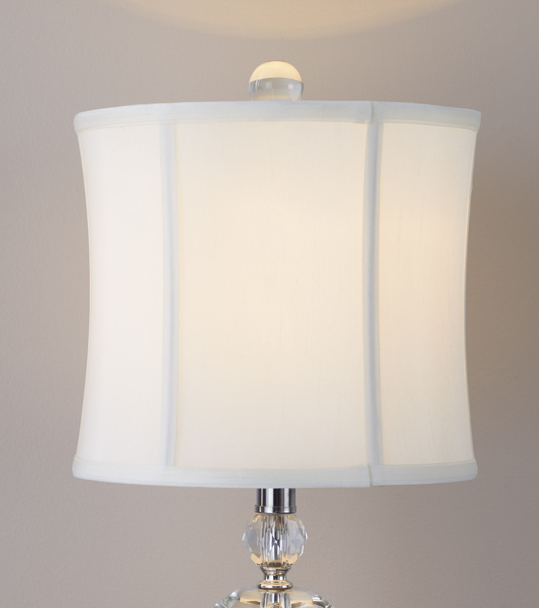 Karat - Contemporary Crystal Table Lamp (Set of 2) - Clear Crystal / Chrome / White Softback