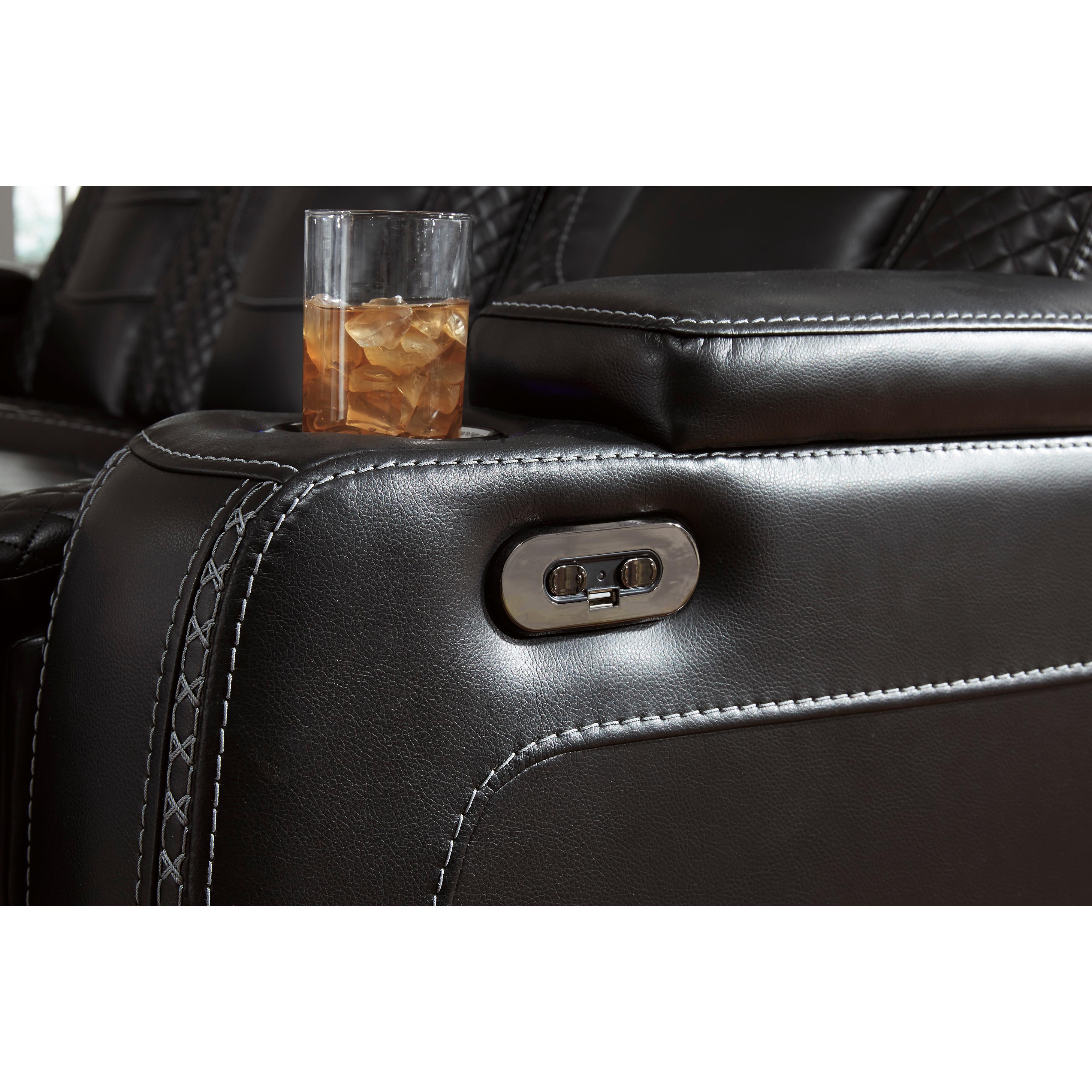 Signature Design by Ashley Party Time Power Reclining Leather Look Loveseat 3700318 IMAGE 14