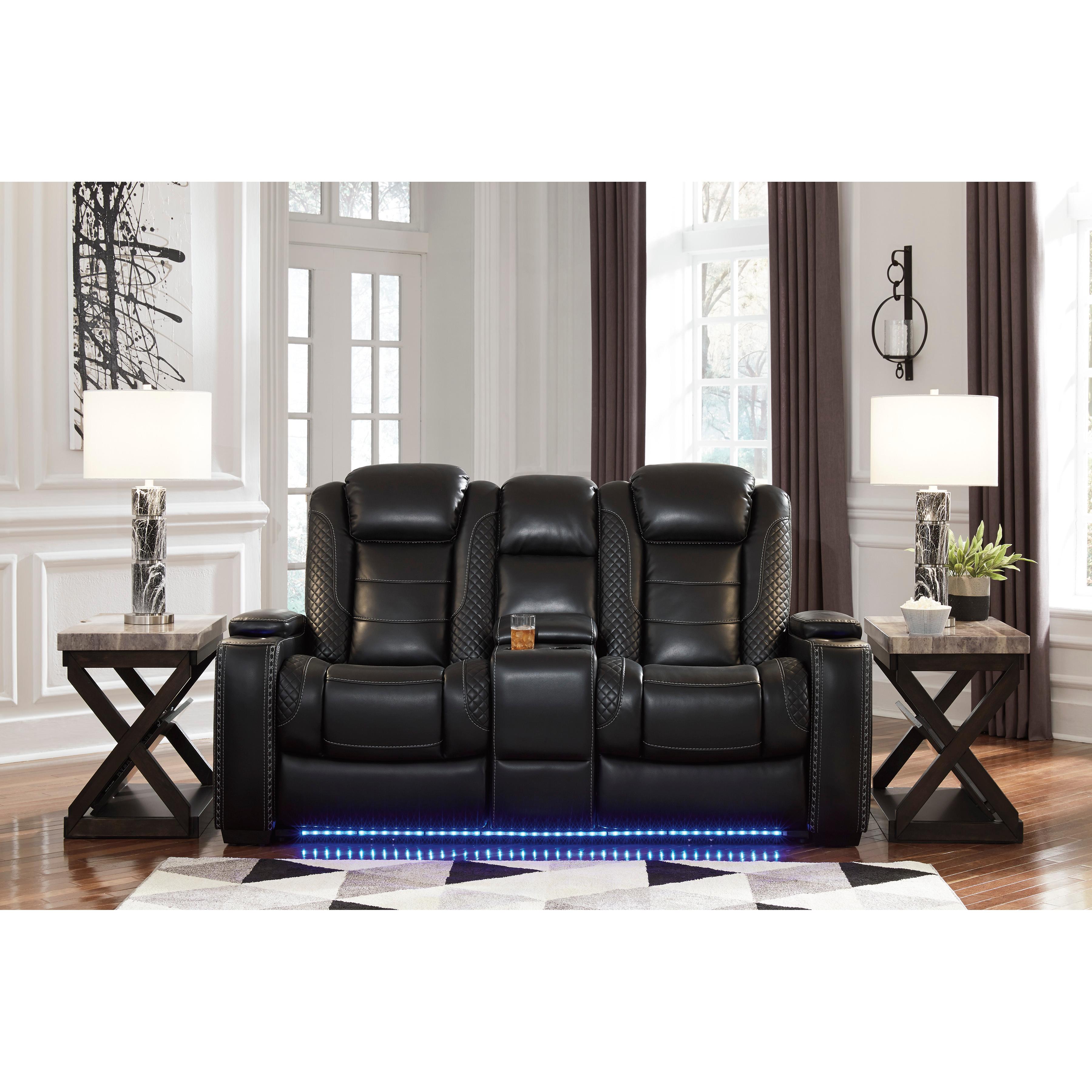 Signature Design by Ashley Party Time Power Reclining Leather Look Loveseat 3700318 IMAGE 5