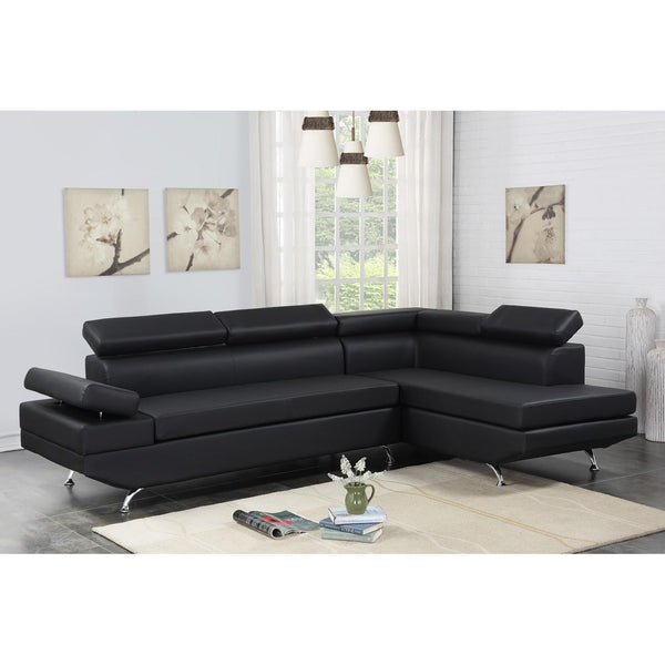 Happy Homes Moderno Leather Look 2 pc Sectional Moderno Sectional - Black IMAGE 1