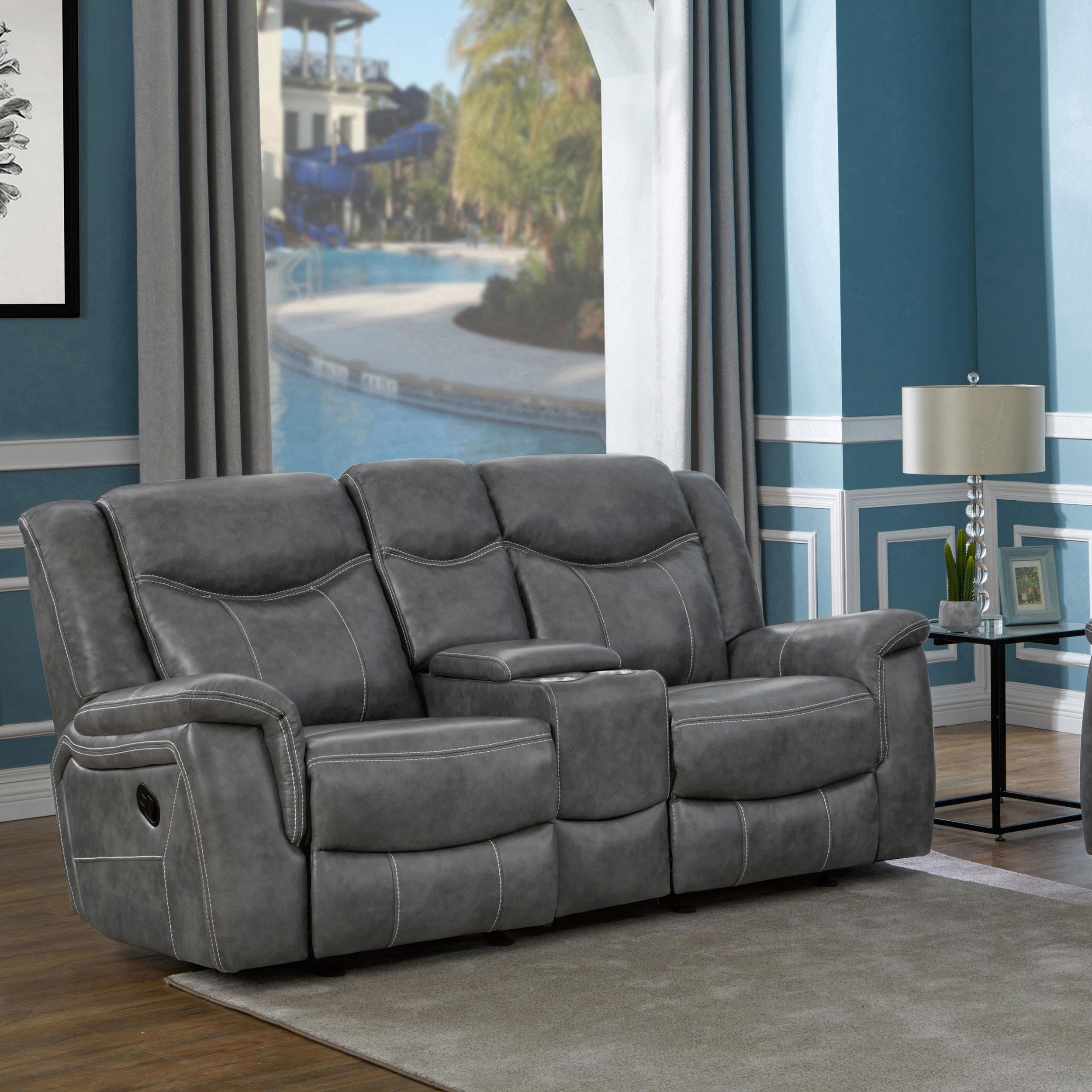 Diamond Modern Furniture COA Conrad Reclining Leatherette Loveseat with Console 650355 IMAGE 8