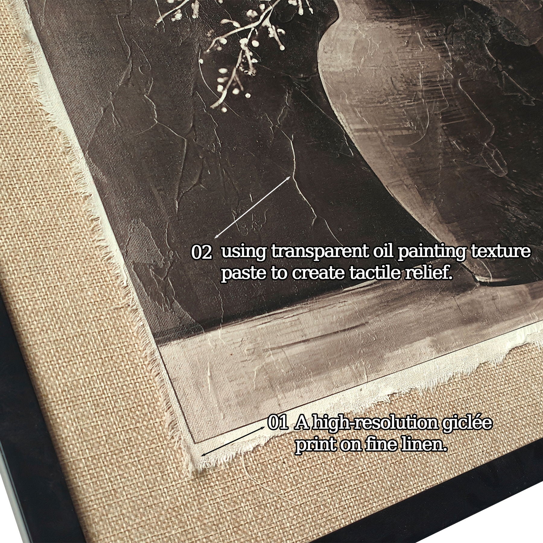 Artistic Path Abstract Flower Bouquet Wall Art - Ancient White