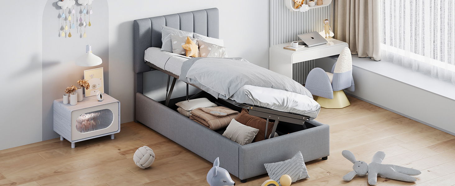 Upholstered Platform Bed With A Hydraulic Storage System