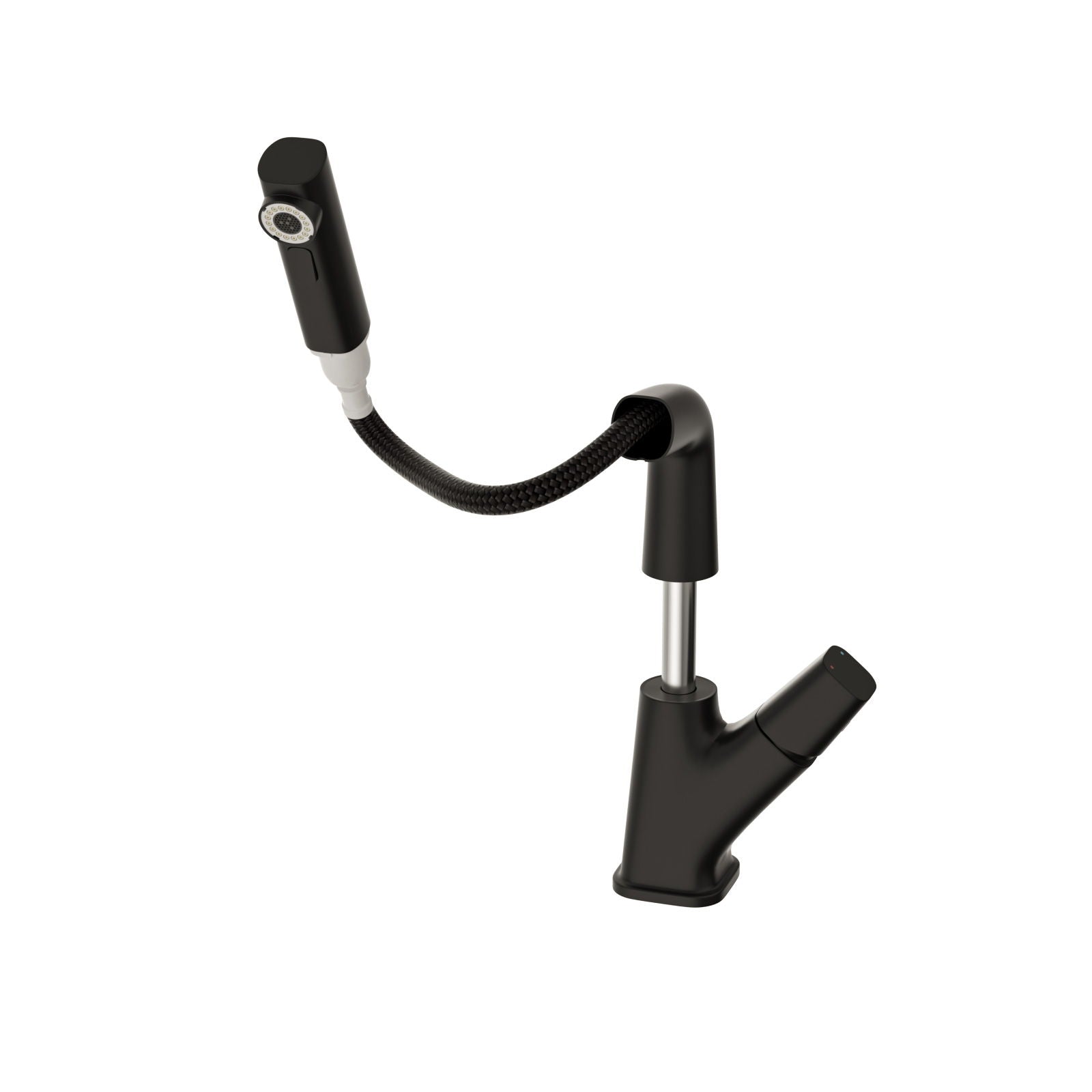 Pull Down Bathroom Sink Faucet With Three Water Modes And Construction - Matte Black