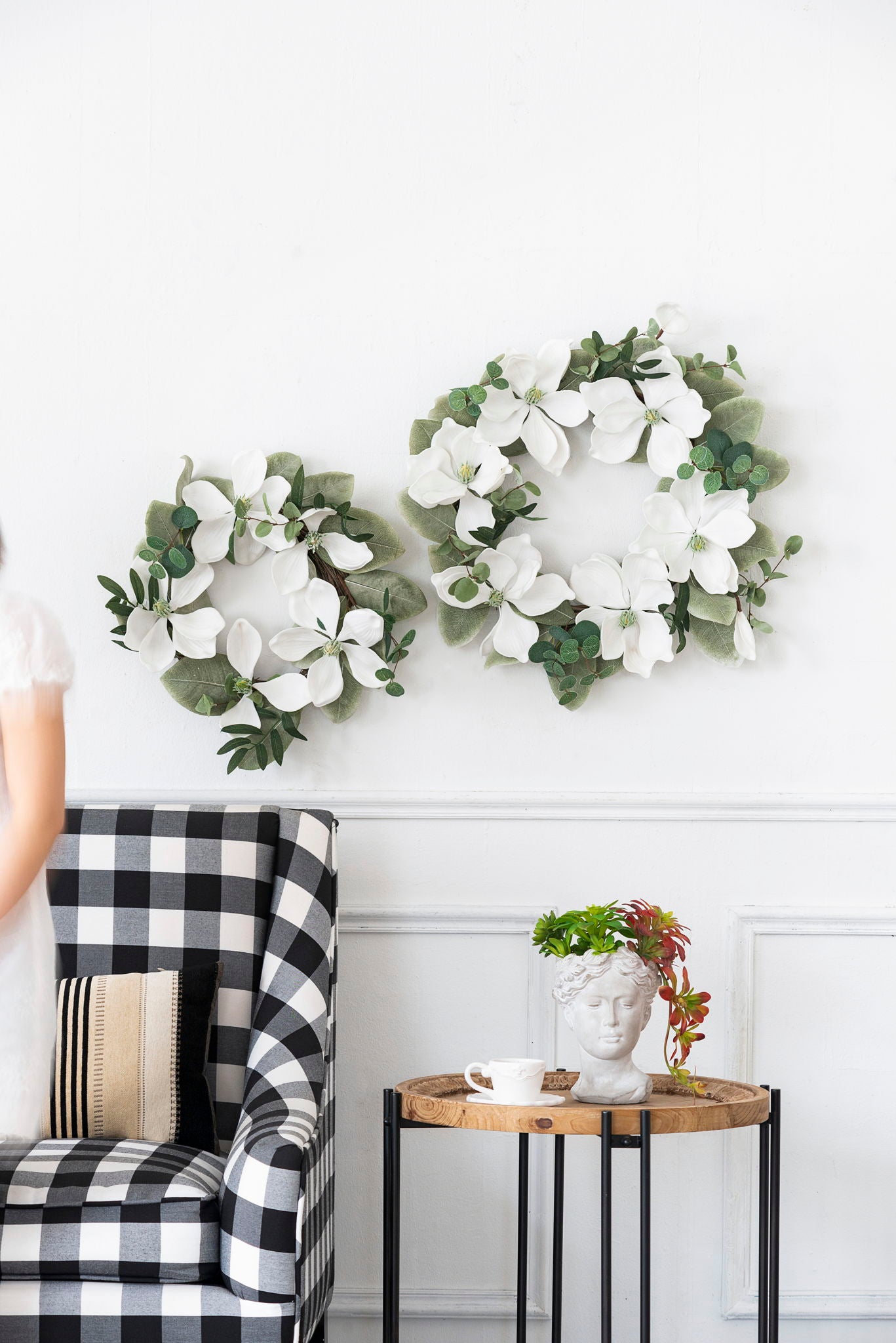 Greek Style Cement Head Planter Indoor Outdoor Home Garden Decor - Gray