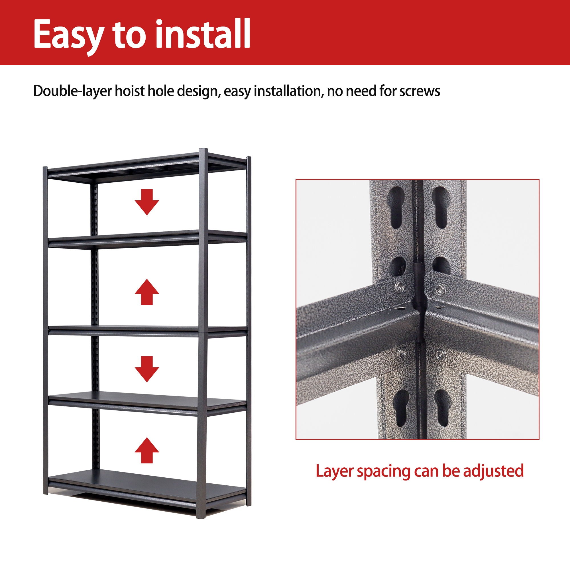 Industrial Heavy Duty Metal Garage Shelving Unit, Adjustable Storage Rack