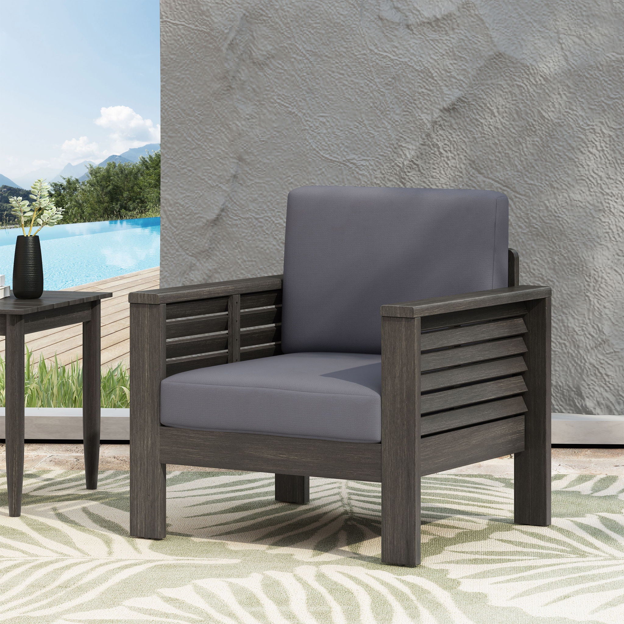 Slat Design Club Chairs With Cushions