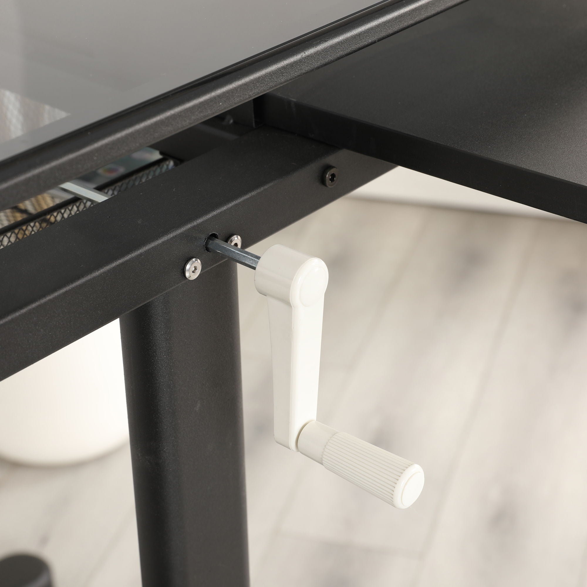 Hand Crank Adjustable Drafting Table Drawing Desk With 2 Metal Drawers With Stool