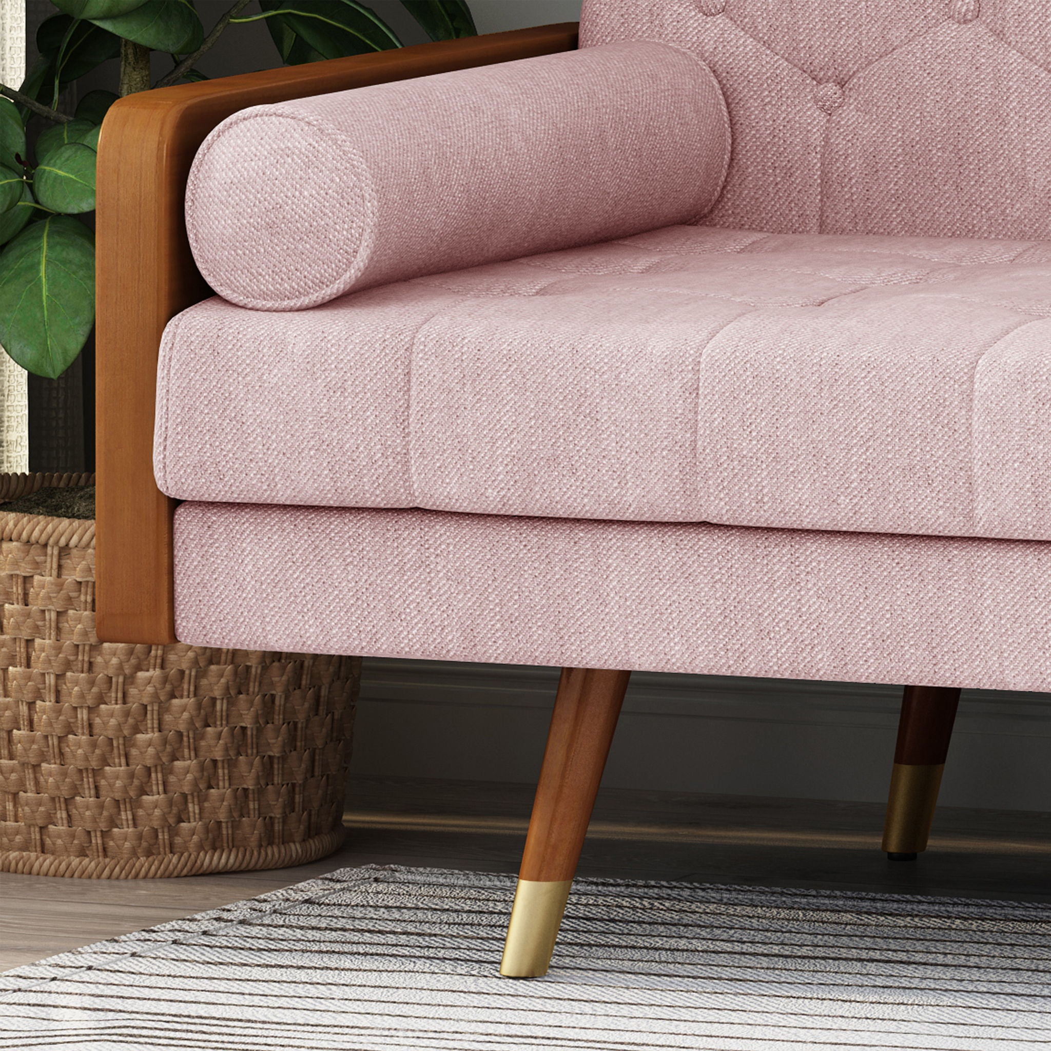 Aidan - Mid Century Modern Tufted Fabric Sofa