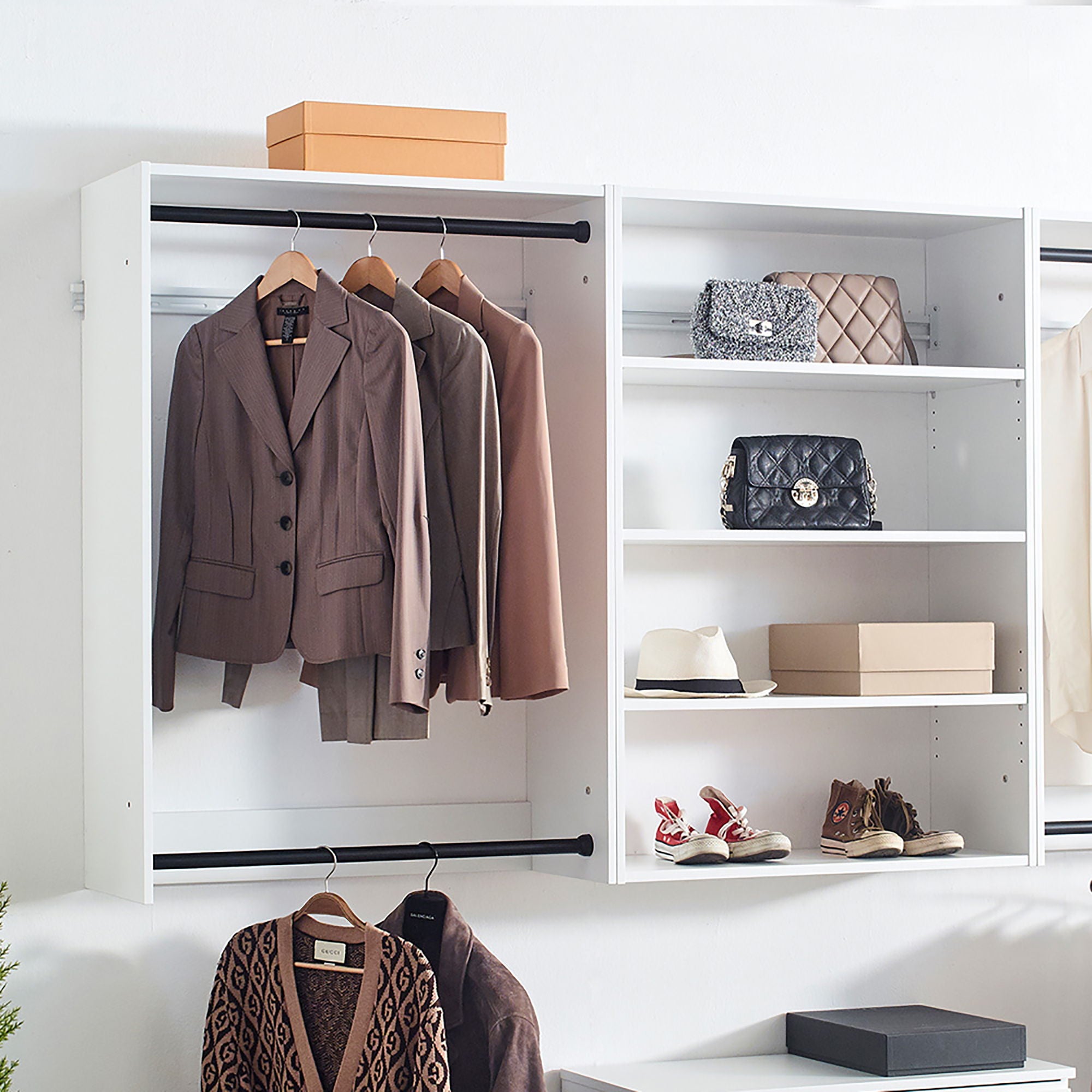 Devi - Wall Mounted Wood Closet System With Modular Units