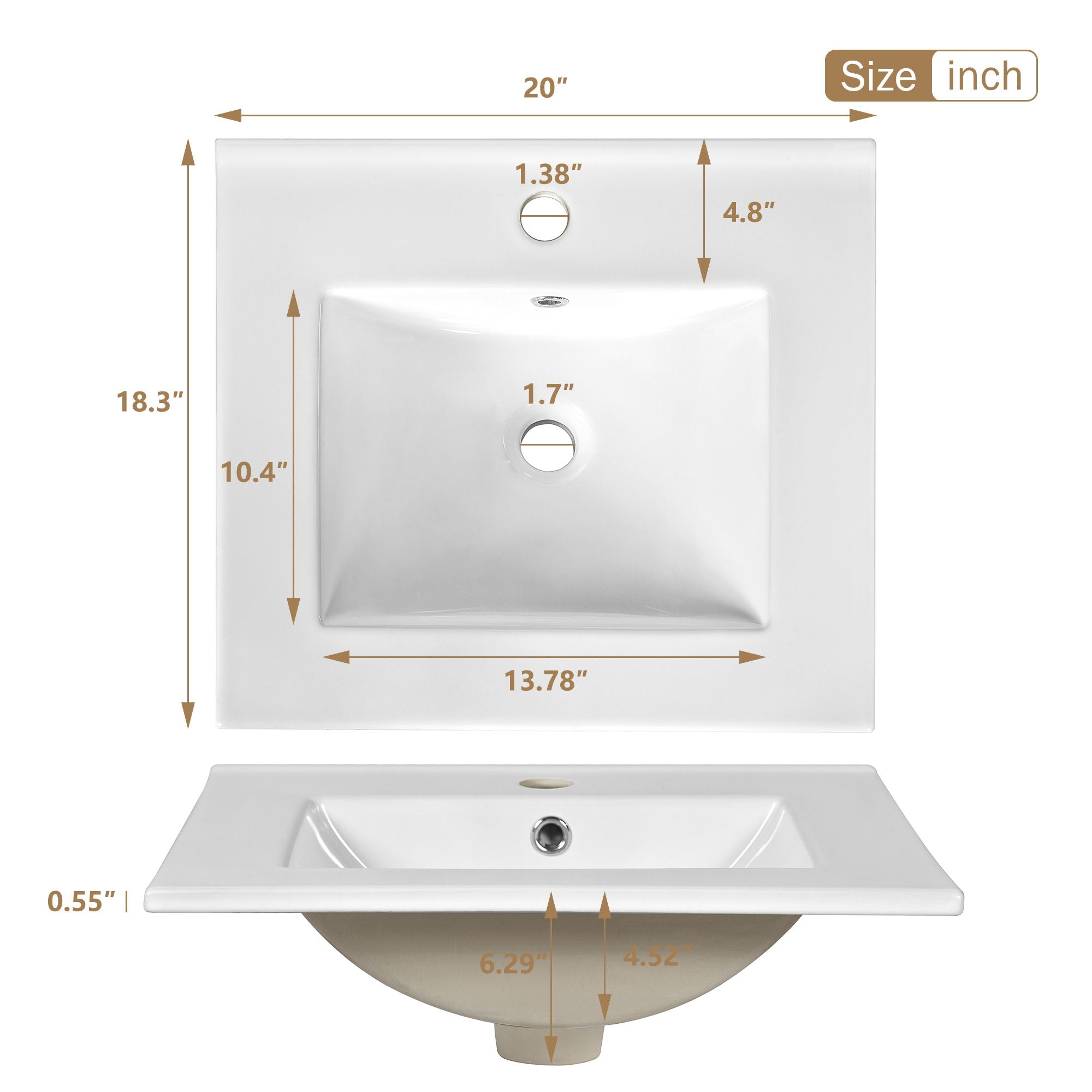 Bathroom Vanity With Sink, Soft Close Door, Adjustable U-Shaped Shelf